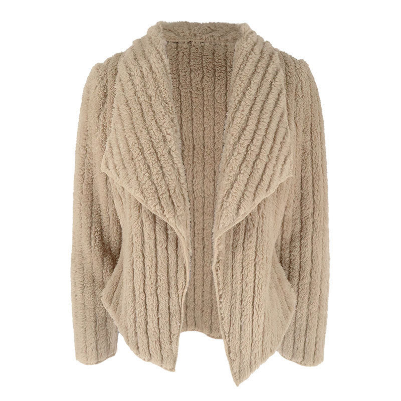 Autumn And Winter Velvet Cardigan Lapel Short Coat