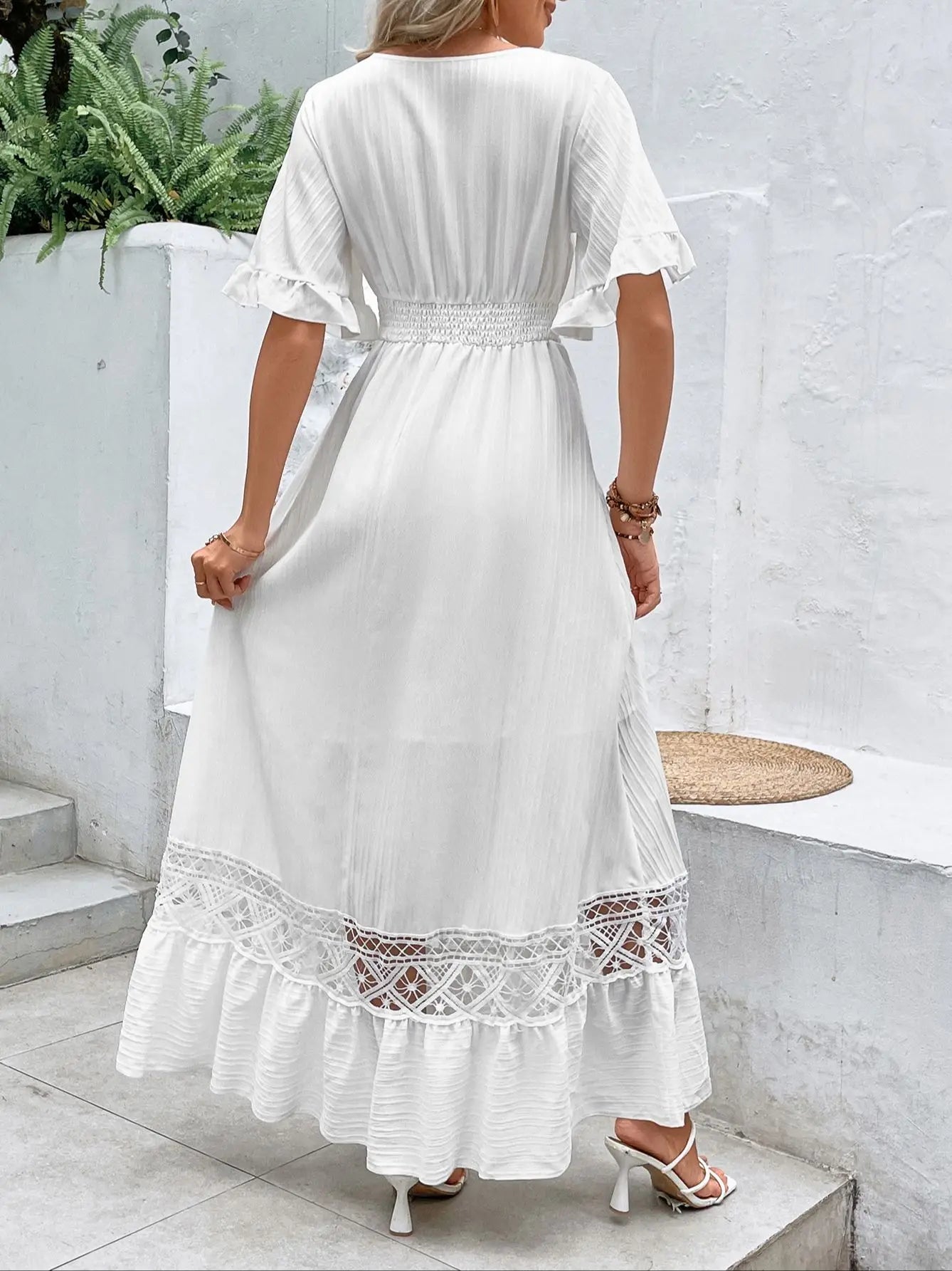 Elegant Solid White Long Dress