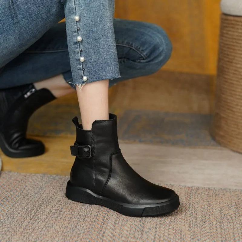 Retro Boots Leather Casual Flat Ankle